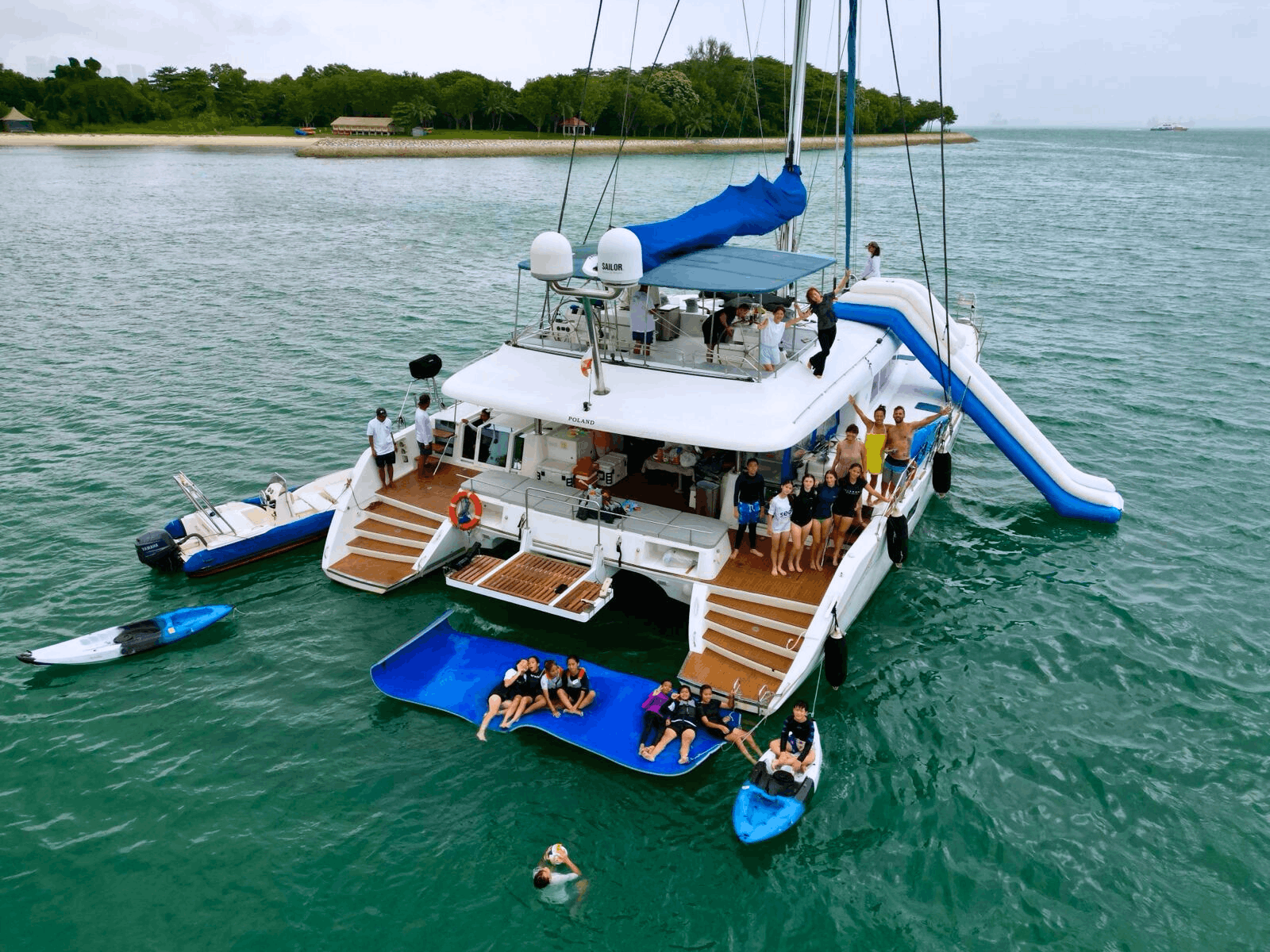 Ping Lady Yacht clients with Inflatable slide.